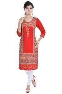 Red Designer Block Print Kurti