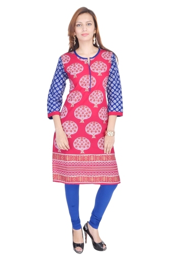 Pink Cotton Fancy Kurti