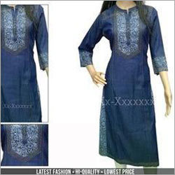 Flower Design Denim Kurti