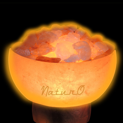 Naturo Rocksalt Firebowl Lamp With Crystals