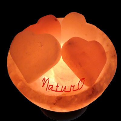 Naturo Rocksalt Firebowl Lamp With Hearts