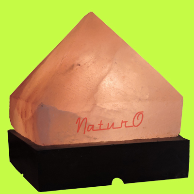 Naturo Rocksalt Pyramid Lamp - Rocksalt, 1.5-10 kg, Wood Base | Pyramid Shape, Lovely Glow, Air Purification, Positive Energy