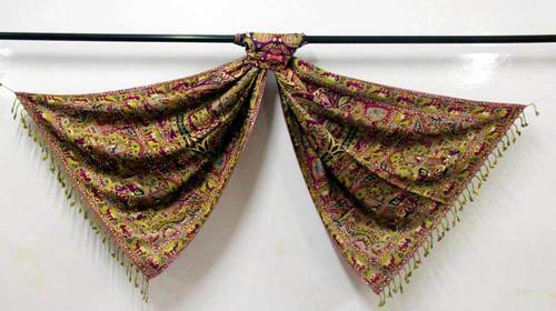 Indian Silk Pashmina Women Shawl Scarf Wool Neck Wrap Kashmir Jamewar Yellow