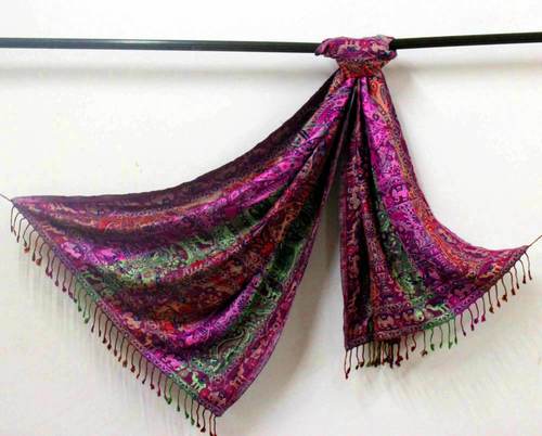 Silk Pashmina Women Shawl Scarf Kashmir Jamewar Wool Neck Wrap Large multi Color