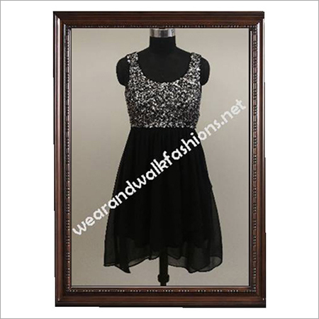 Designer Silver&Black Sequins Handwork Tunic