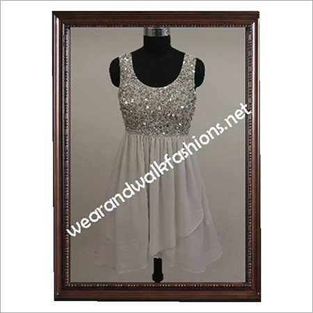 Designer Silver&White Sequins Handwork Tunic