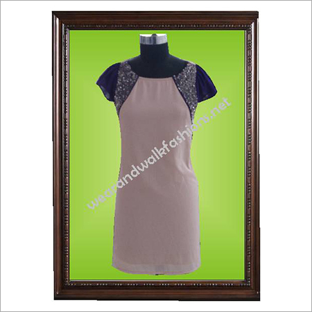 Designer Straight Dress With Puff Sleeves