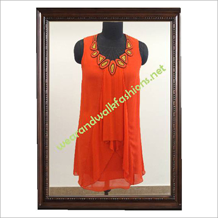 Designer Tunic Geometrical Nickline With Handwork
