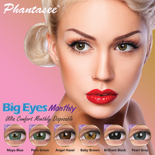 Phantasee Big Eyes Monthly Contact Lens Center Thickness: 0.06 Millimeter (Mm)