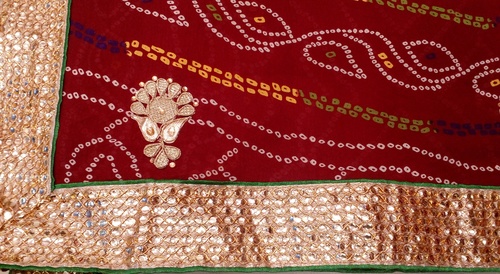 Red Gota Patti Bandhej