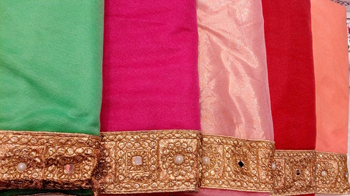Georgette Saree - Plain Design, All Colors Available | Elegant Indian Style Attire