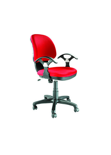 Designer Chair - Fabric Metal, 20x24x30 inches, Red | Ergonomic Design, Adjustable Height, Rotating 5-Star Base, Caster Wheels