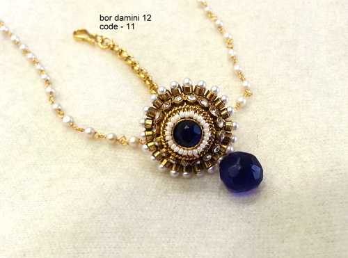 Antique Bor Damini - Copper Alloy, Diamond Accents | Glossy Shine, Intricate Design, Stunning Patterns, Great Color Combination