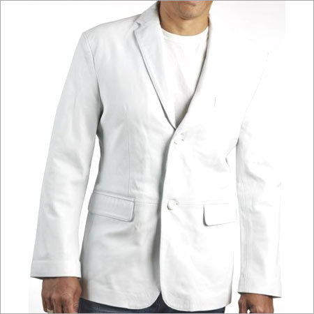 White Mens Leather Blazer