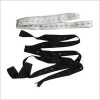 Knit Buttonhole Elastic - Cotton, 1.5m Length X 2cm Width | Color: White & Black, Coated Type, Ideal For Garment Applications