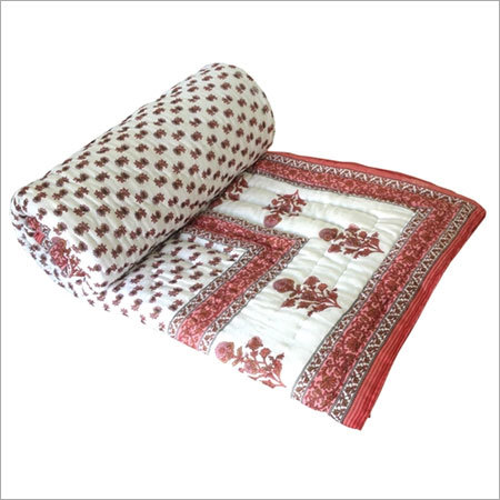 Red Printed Double Bed Quilt