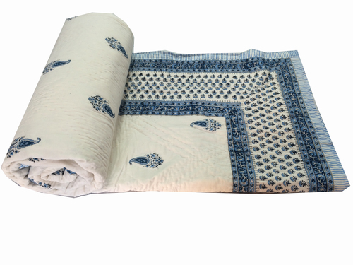 Hand Block Printed Cotton Double Bed Razai Quilt