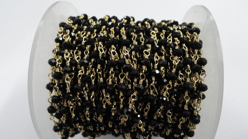 Black Hydro Faceted Rosary Bead Chain