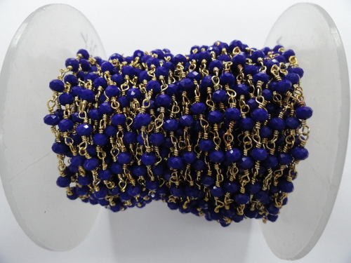 Lapis Colour Hydro Faceted Rosary Bead Chain