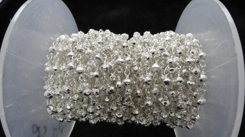 Natural Pyrite Silver Coated Rosary Bead Chain