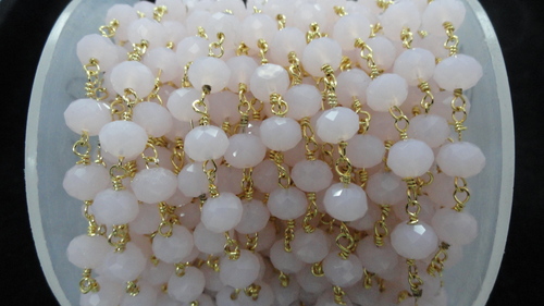 Rose Quartz Colour Hydro Faceted Rosary Beads
