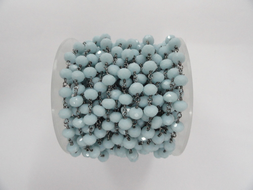 Aqua Colour Hydro Faceted Rosary Bead Chain