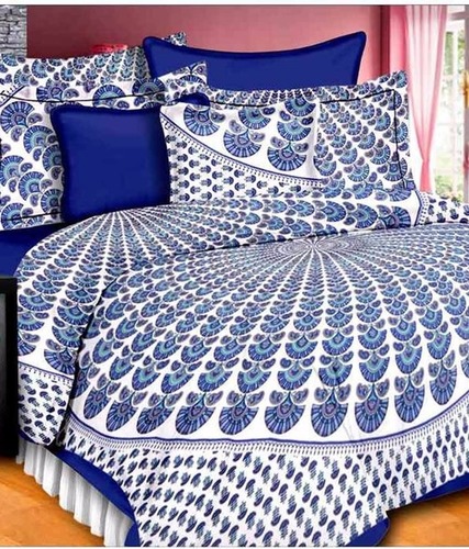 Pure Cotton Bedsheet - Multiple Sizes, Blue, 180-200 Thread Count | Soft Cotton, Durable Fabric, Stylish Printed Design