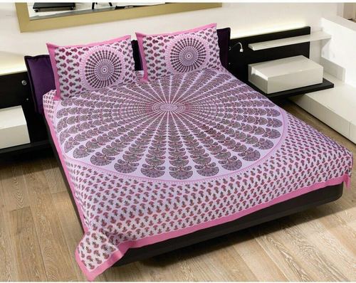 Double Bed Sheets - Cotton, Double Size, Pink | Soft Comfort, Durable Fabric, Mandala Pattern, Easy Care