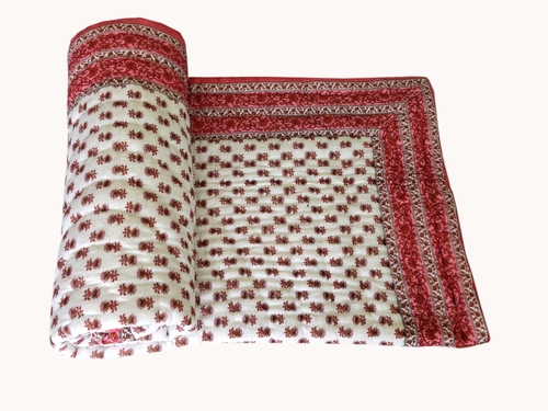 Dark Red Printed Single Bed Quilt