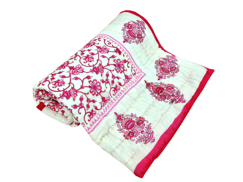 Light Pink Printed Single Bed Quilt