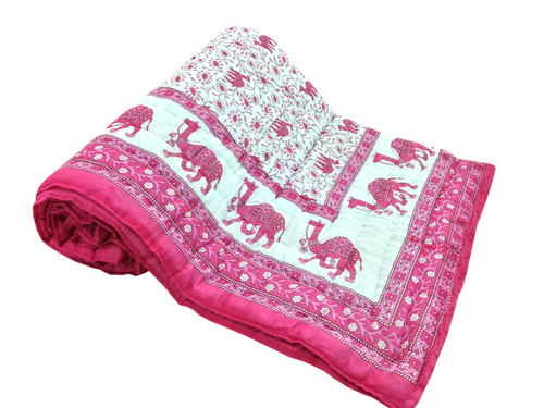 Camel Printed Single Bed Quilt