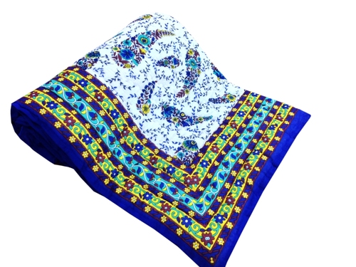 Blue Multi colour Printed Single Bed Quilt