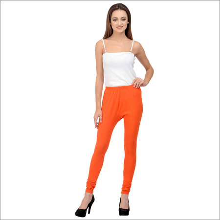 Orange Cotton Lycra Leggings