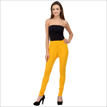 Yellow Cotton Lycra Leggings