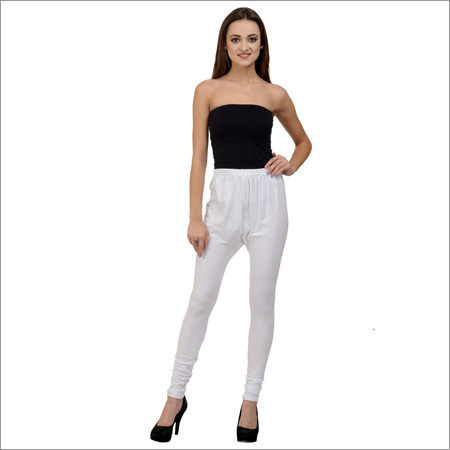 White Cotton Lycra Leggings
