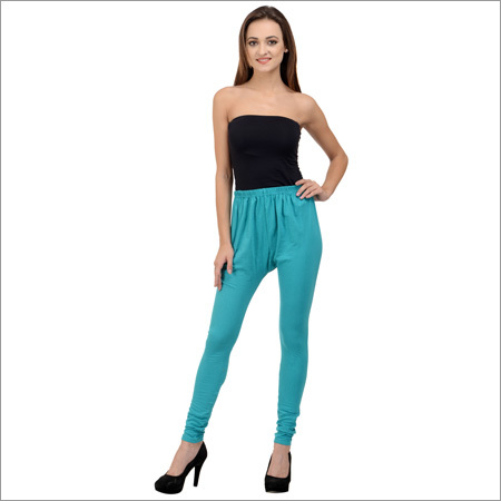 Blue Cotton Lycra Leggings Size: Small