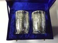 Brass Embossed Glass Set
