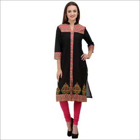 Embroidered & Printed CottonA Kurti