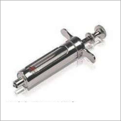 Metal Syringe with Glass Barrel, Finger Bars, Luer Lock