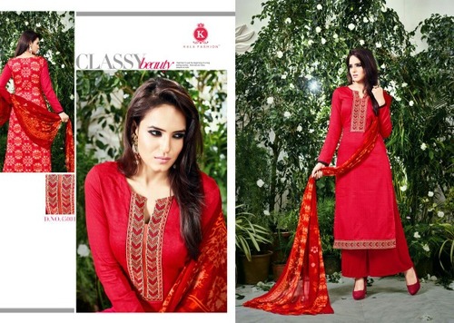 Kala cotton satin Embriodary suit