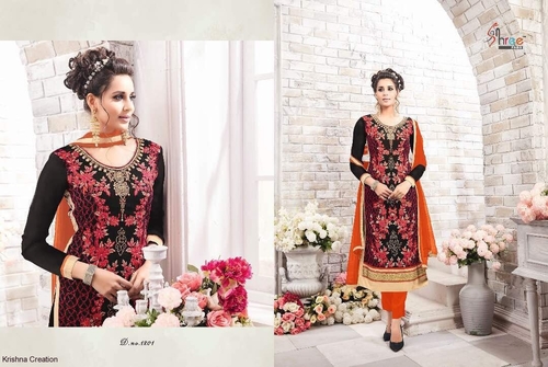Ethnic Salwar Suit - Georgette Top, Santoon Bottom, Nazneen Dupatta with Lace Border | Anti-Wrinkle, Breathable, Customized Sizes, Full Sleeves, 8 Beautiful Designs