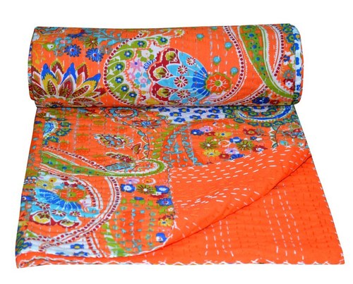 Twin Paisley Print Kantha Quilt Cotton Singal Size Gudari