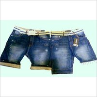 Denim Shorts With Bottom Fold