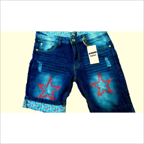 Embroidered Denim Short By IBN ABDUL MAJID PRIVATE LIMITED