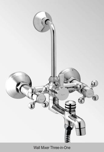 3 in 1 Wall Mixer - Brass, 15x10x5 cm, Chrome Finish | Easy Installation, Water Saving, High Pressure Flow