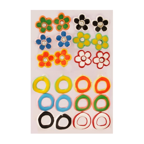 Multi-Colour Enamel Stud Earring For Women (Multi-Colour)