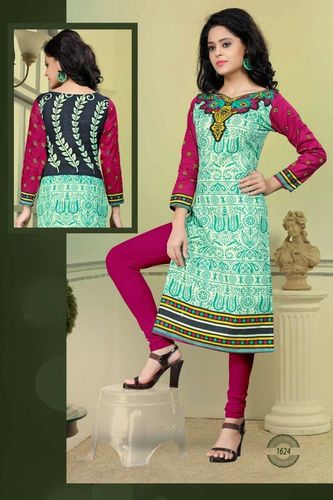 Printed Cotton Kurtis - Cotton, Sizes M, L, S, XL | Features Quick Dry, Washable, Long Sleeve, Suitable for Daily & Party Wear in Summer & Winter