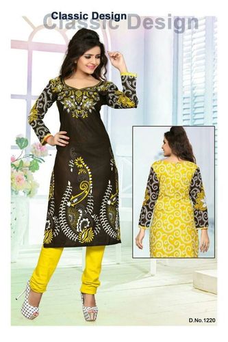 Printed Cotton Kurtis - Cotton, Long Sleeve, Daily Wear, Summer Style | Quick Dry, Washable, Stylish Design for Girls