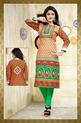 Printed Cotton Kurtis - Cotton, Daily Wear, Girls' Collection | Soft Texture, Elegant Appearance, Skin Friendly, Perfect Fitting, Washable, Quick Dry