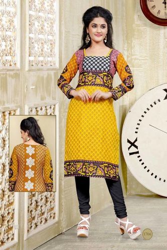 Printed Cotton Kurtis - Long Sleeve, Sizes S, M, L | Quick Dry, Washable, Suitable for Summer and Winter